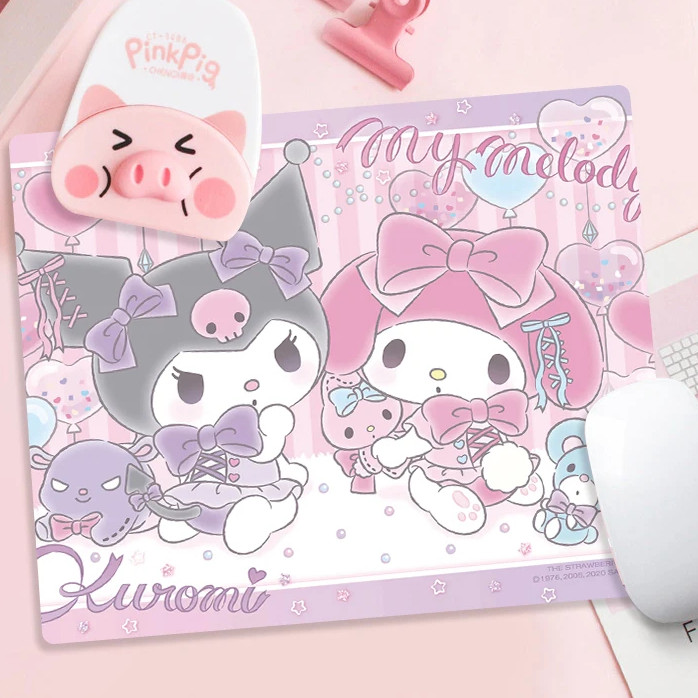 Mouse Pad Retangular My Melody e Kuromi Fofo Kawaii