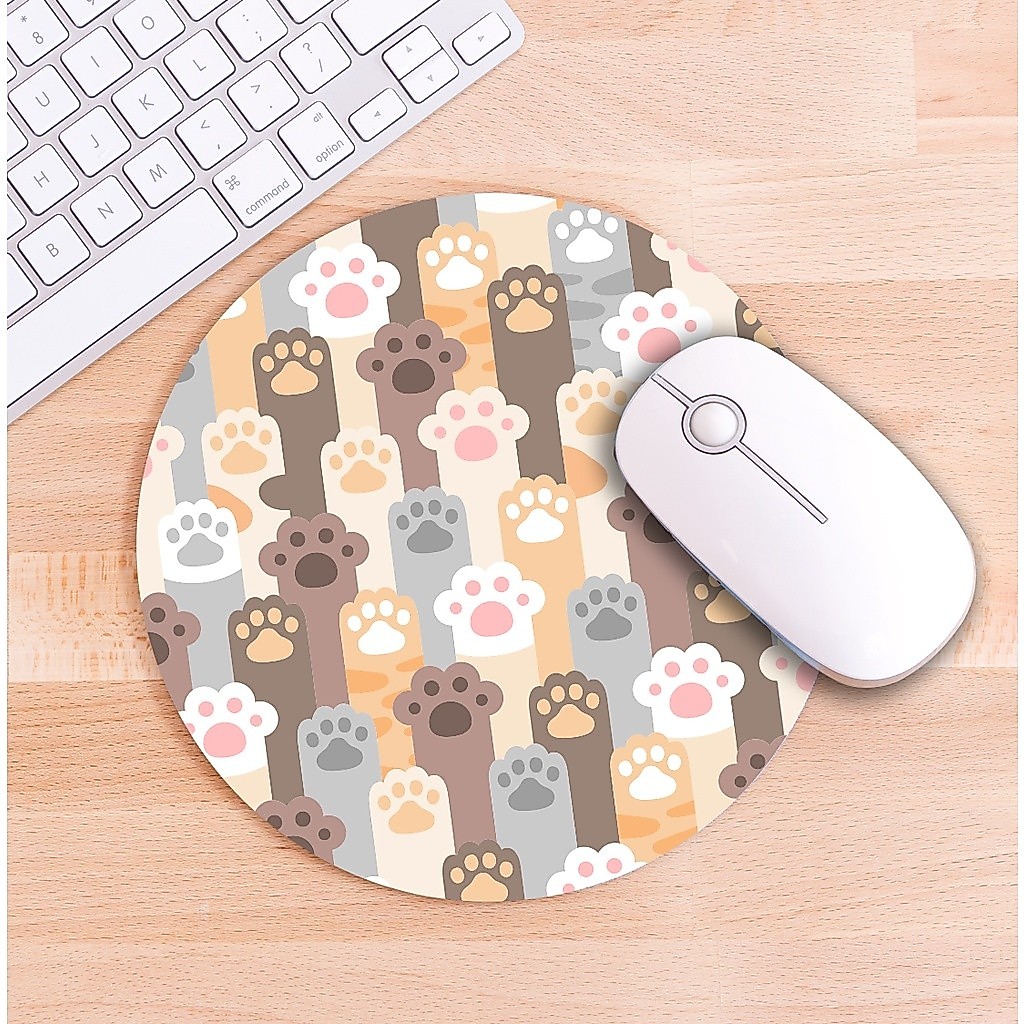 Mouse Pad Redondo Patinhas Fofas Kawaii
