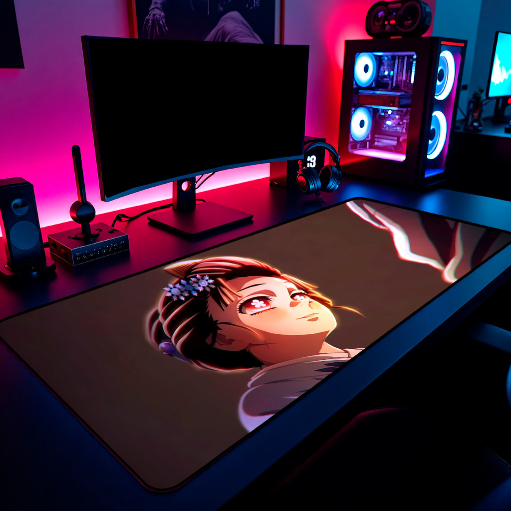 Mouse Pad Gamer Koyuki Demon Slayer Kawaii 65x30cm 80x40cm 90x50cm 120x60cm Borda Costurada