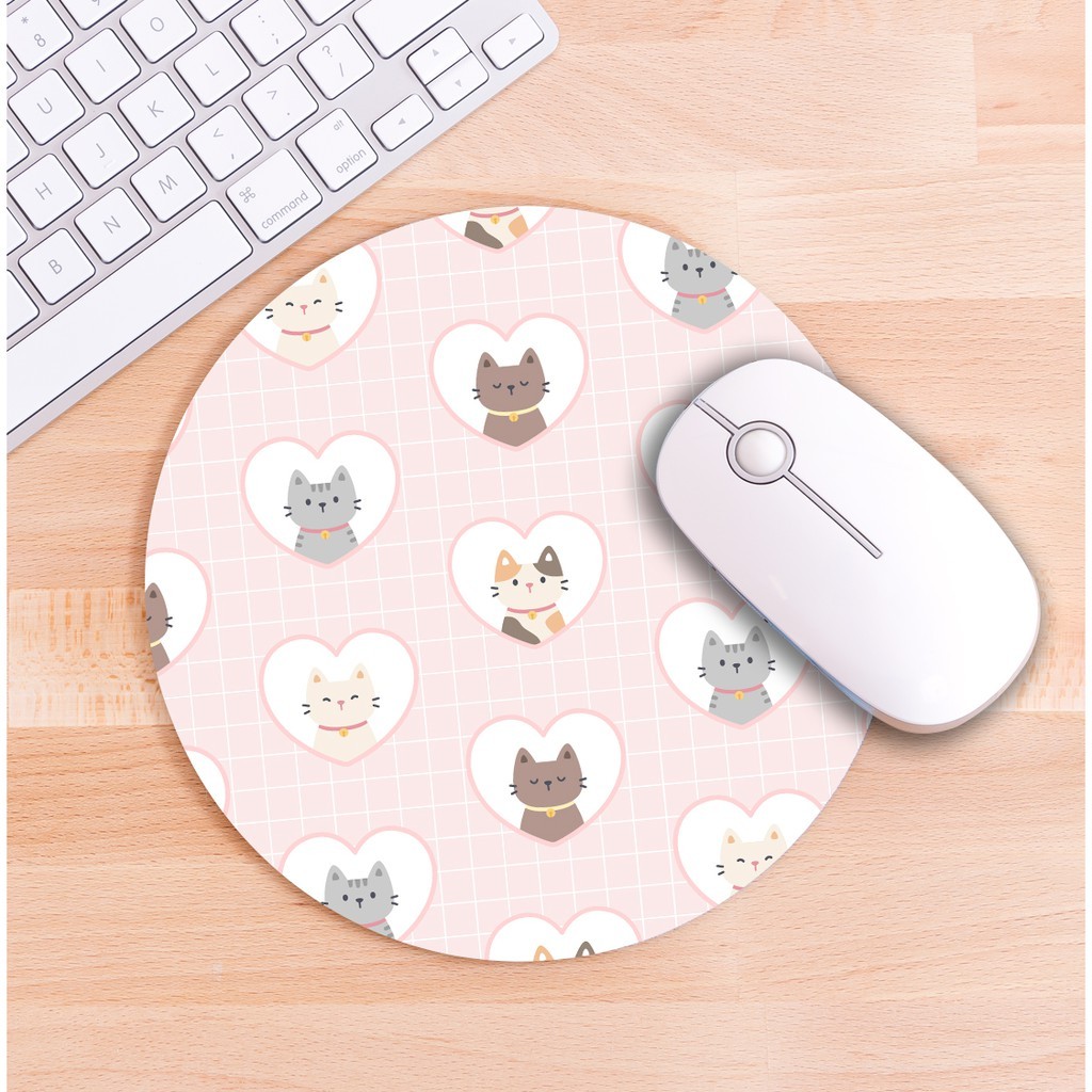 Mouse Pad Redondo Gatinhos Fofos Kawaii