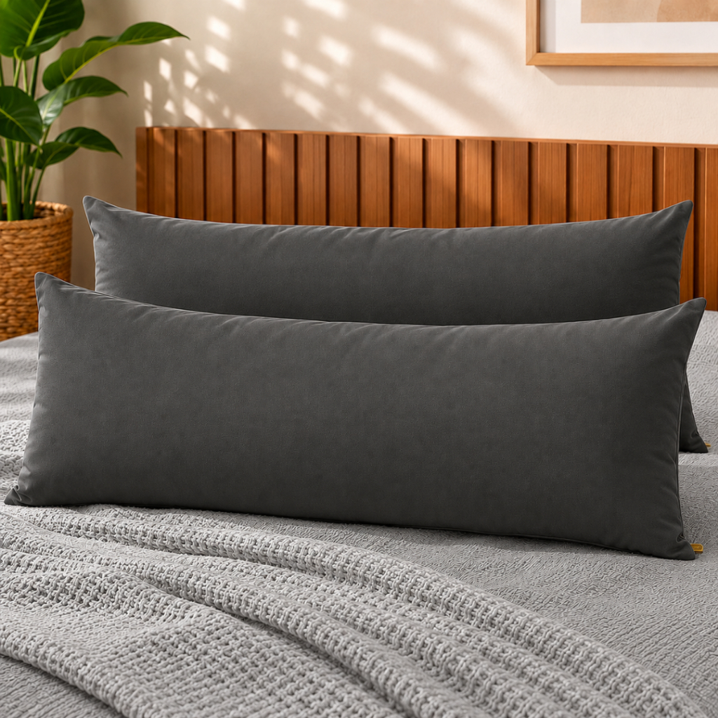 KIT 2 Almofada Cheia Cama Sofá Retrátil Poltrona Encosto De Dormir Capa Lavável 35x95 Decoração Casa