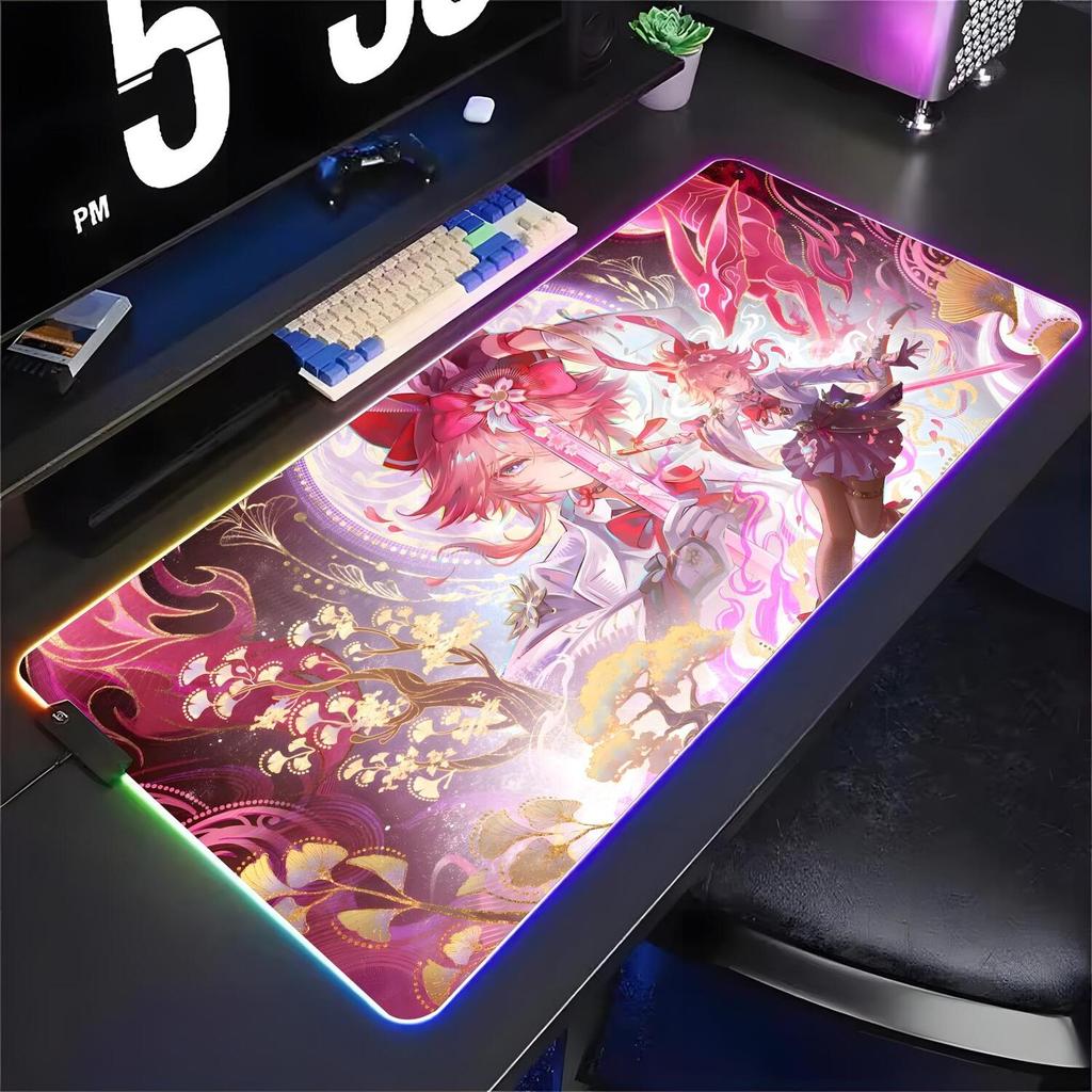 Honkai Star Rail Evanescia XXL RGB Gaming Mouse Pad Grande Mousepad Teclado Gamer Laptop Tapete De Mesa RGBMouse Mats