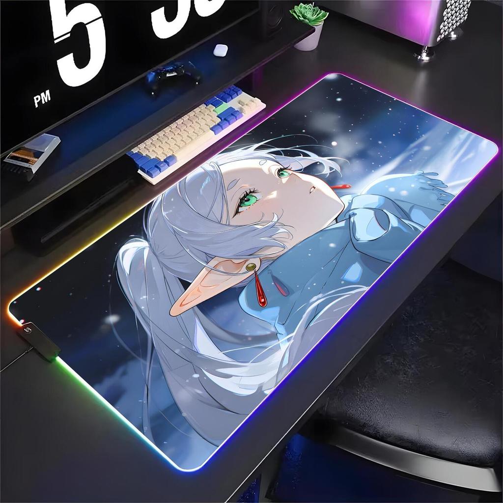 Frieren Beyond Journey's End RGB Gaming Mouse Pad Grande Mousepad Teclado Gamer Laptop Tapete De Mesa RGBMouse Mats