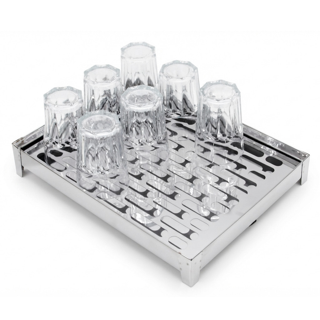 Escorredor de Copos em Aço Inox 45x40cm Copeira de Mesa