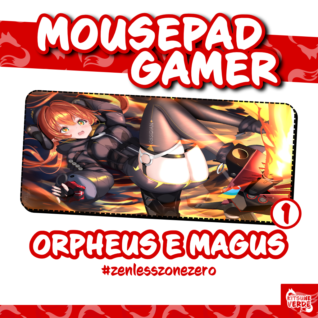 Mouse Pad Gamer - Orpheus e Capitã Magus - Zenless Zone Zero - 90x40 - 80x40 - 70x30 - 60x40 - 40x45 cm