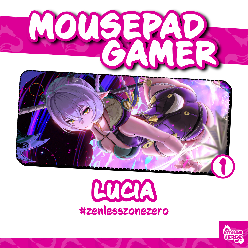 Mouse Pad Gamer - Lucia - Zenless Zone Zero - 90x40 - 80x40 - 70x30 - 60x40 - 40x45 cm