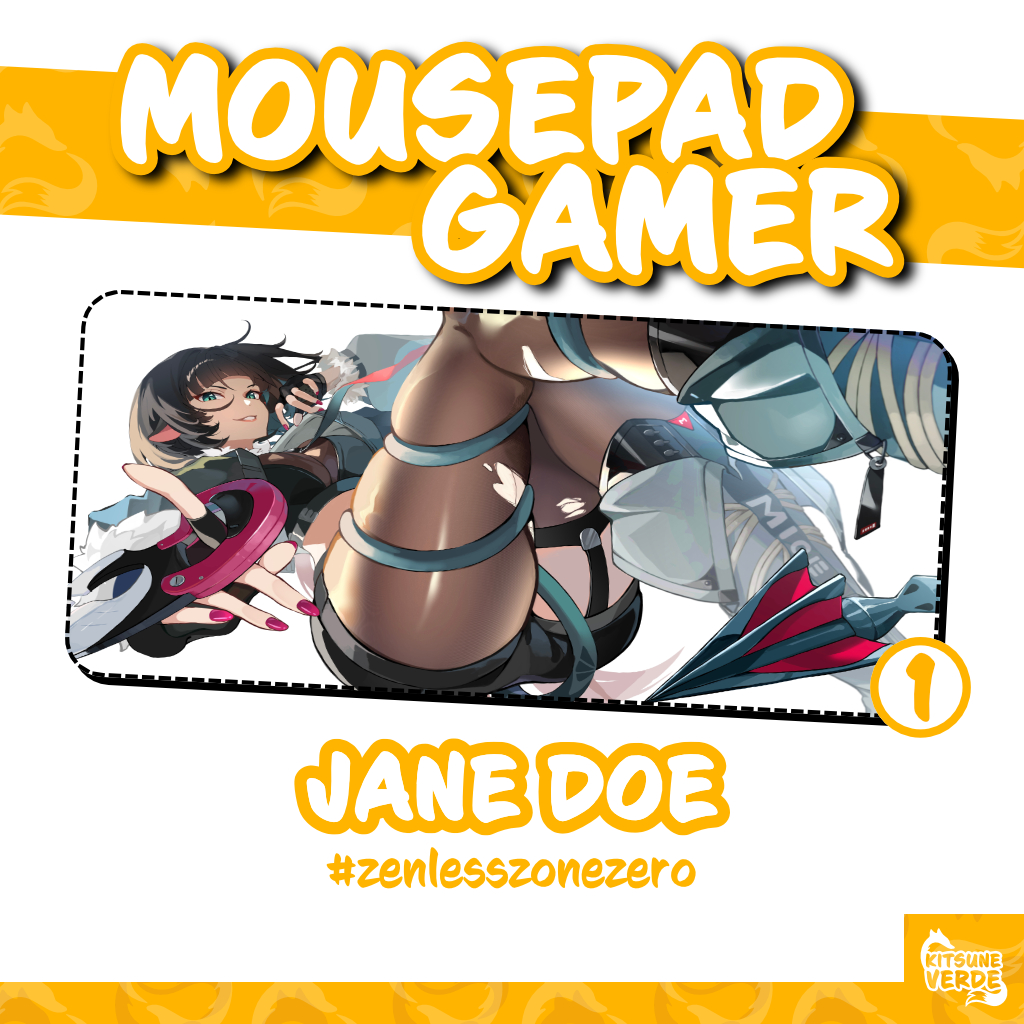 Mouse Pad Gamer - Jane Doe - Zenless Zone Zero - 90x40 - 80x40 - 70x30 - 60x40 - 40x45 cm