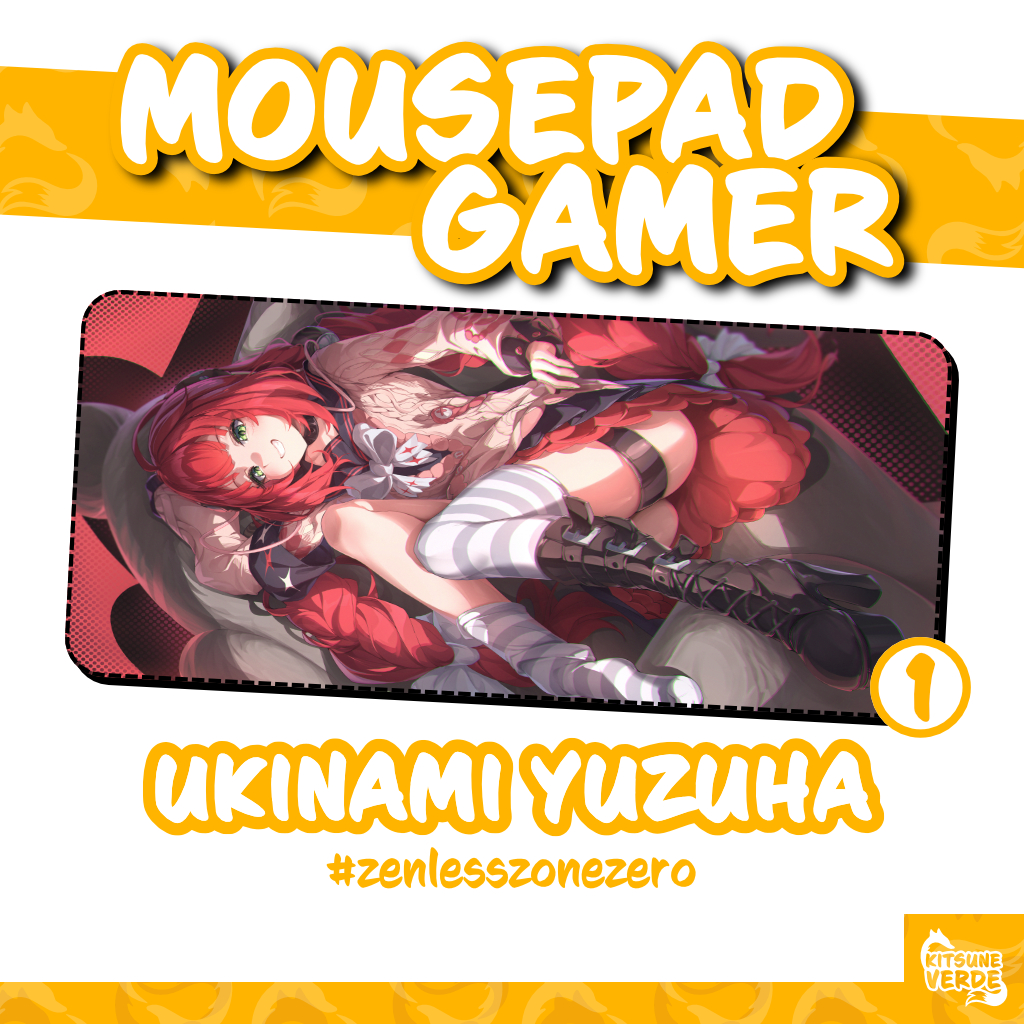 Mouse Pad Gamer - Ukinami Yuzuha - Zenless Zone Zero - 90x40 - 80x40 - 70x30 - 60x40 - 40x45 cm