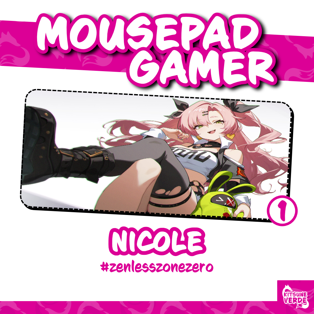 Mouse Pad Gamer - Nicole - Zenless Zone Zero - 90x40 - 80x40 - 70x30 - 60x40 - 40x45 cm