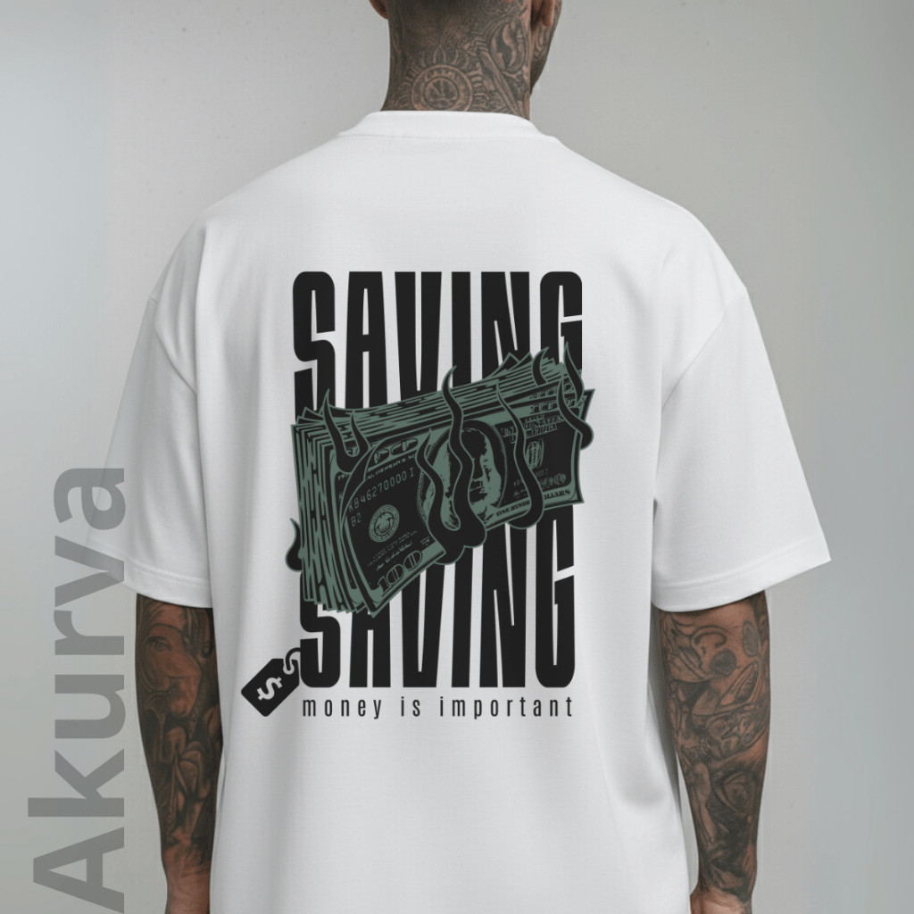Camiseta Unissex Camisa Básica Saving Money Moderno Estiloso Streetwear Casual Minimalista Estilo