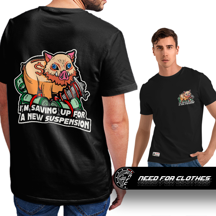 Camiseta O Javali Guerreiro Inosuke Saving for Coilovers, Suspensão Esportiva, Cultura Automotiva