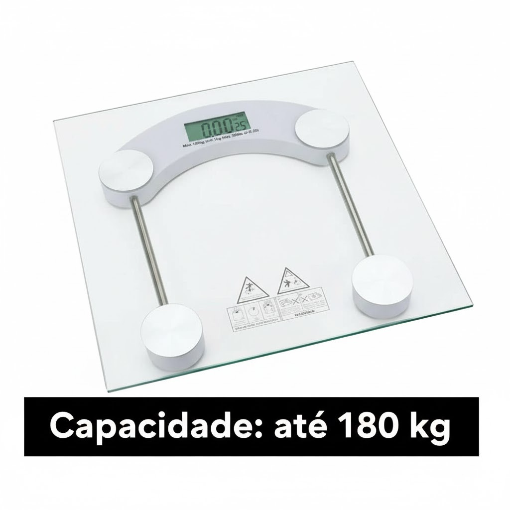 Balança Corporal Digital Até 180kg Com Vidro Temperado Premium Fitness
