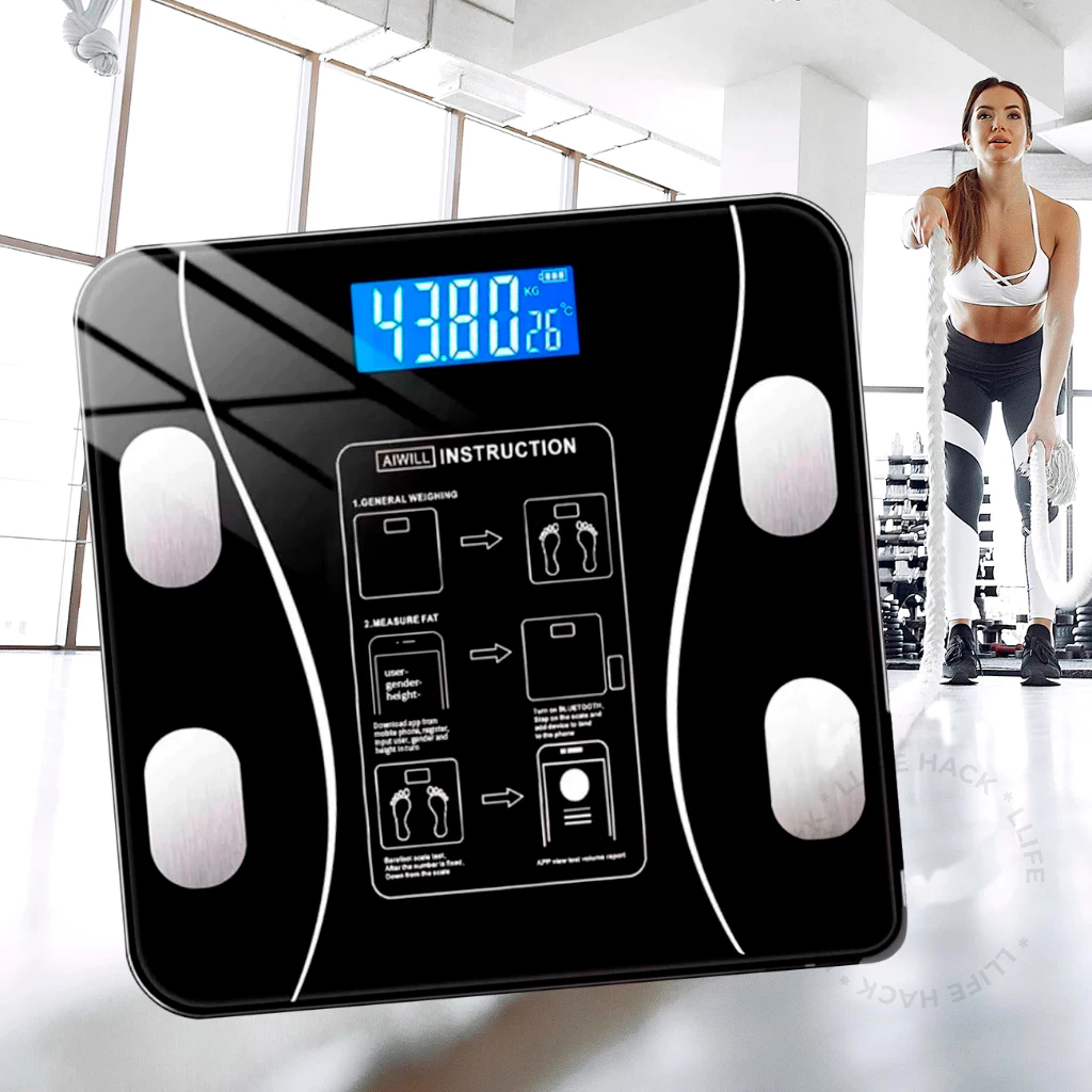 Balança Digital Inteligente Medidora Corporal Bioimpedância até 140kg APP Android IOS Acompanhamento
