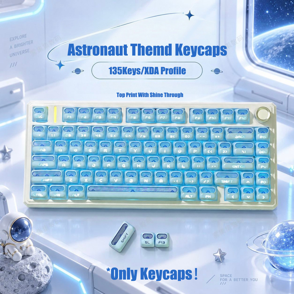 Astronauta Azul RGB Retroiluminado Keycaps 135 Teclas Tiro Duplo PBT Perfil XDA Para Teclado De Jogos
