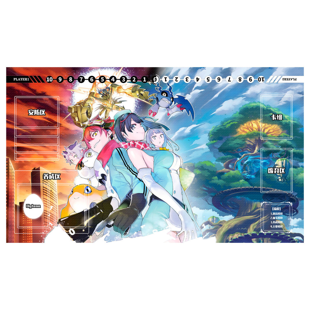 600X350X2Mm Diy Digimon Aventura Yuki Dan Cartão De Batalha Esteira Único Jogador Jogo De Tabuleiro Duelo Placa Presente
