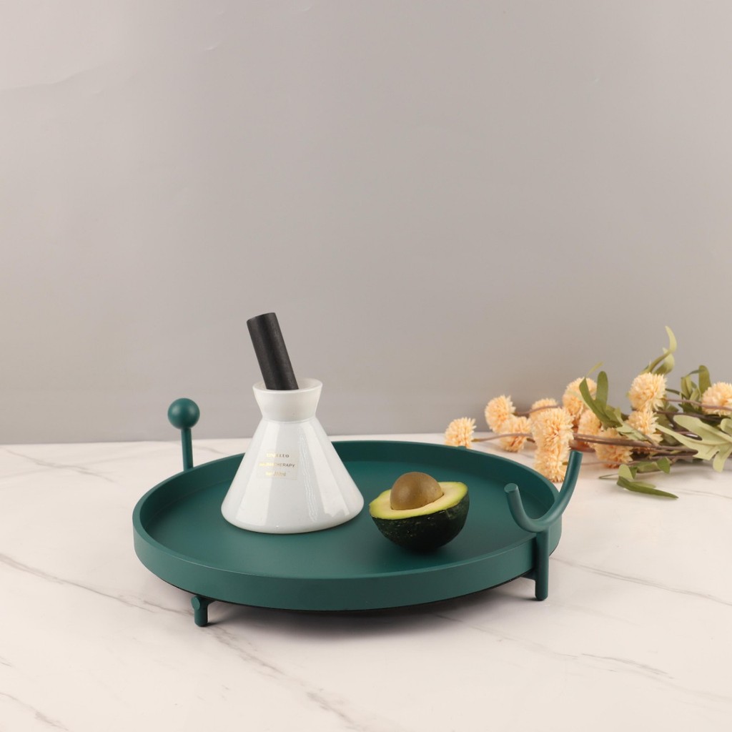 FYXI Modern minimalist metal round stand fruit tray ornament for living room coffee table, dining room, sales office, ho