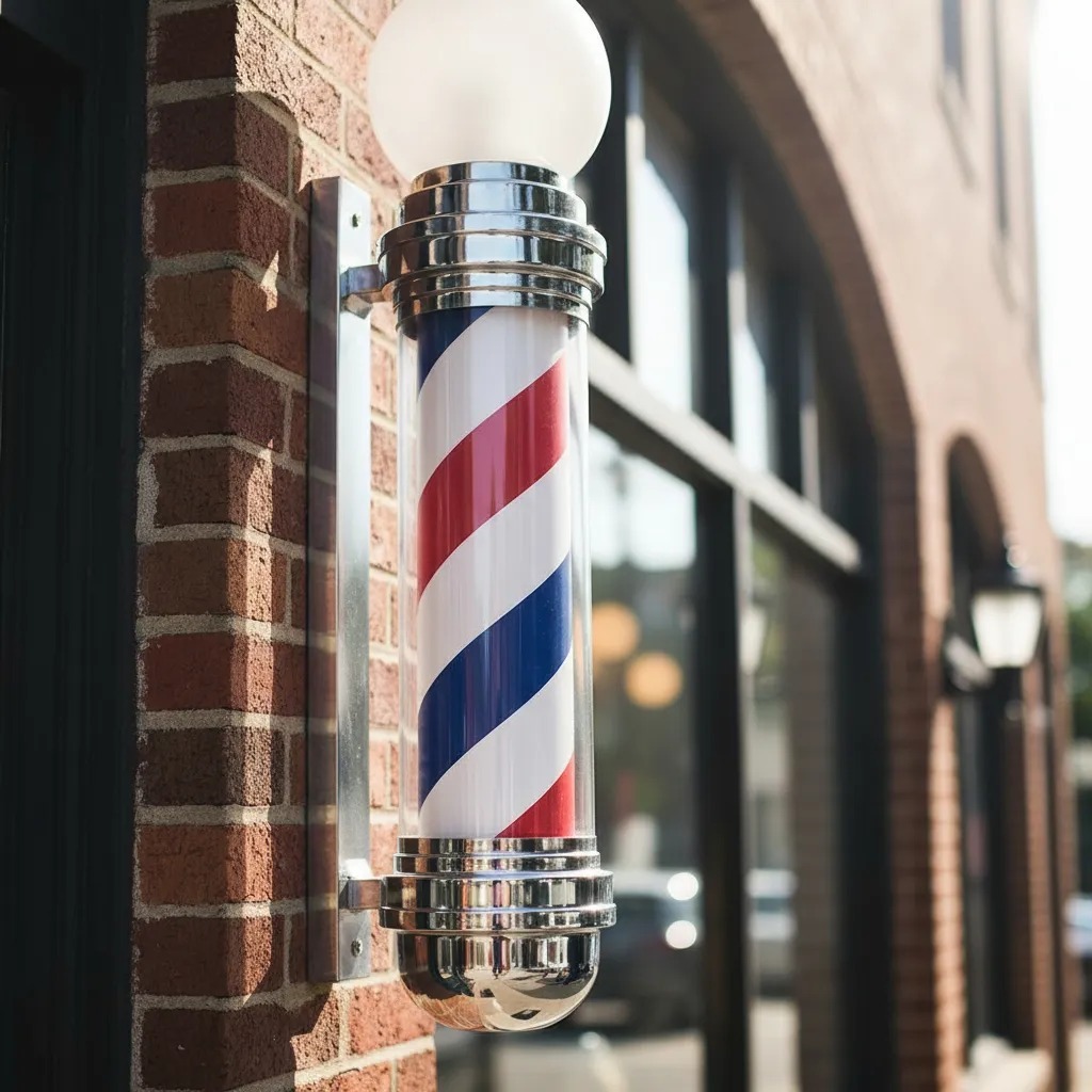 Barber Pole Luminoso LED 65 cm Poste de Barbearia Decoração Barber Shop Barbearia