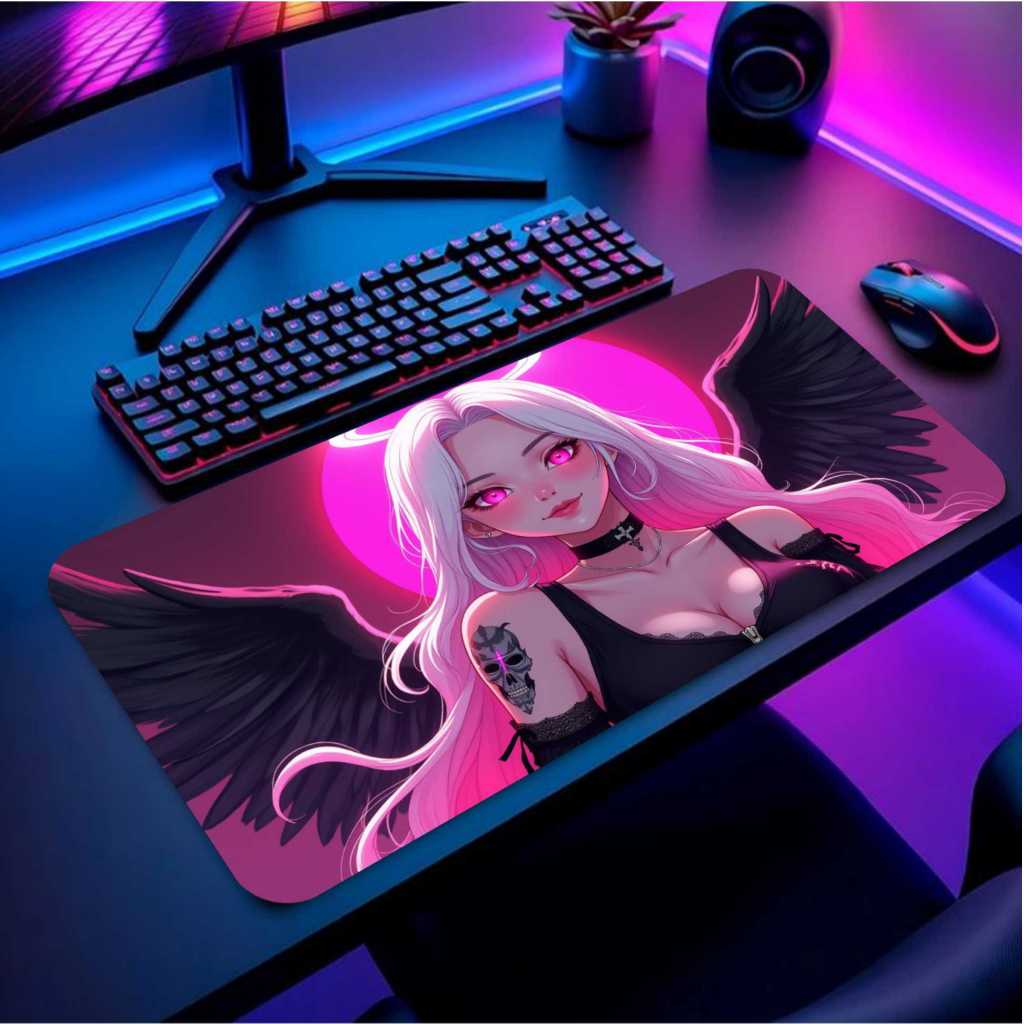 Mouse Pad Gamer Premium Angel Gotic Girl 90X40