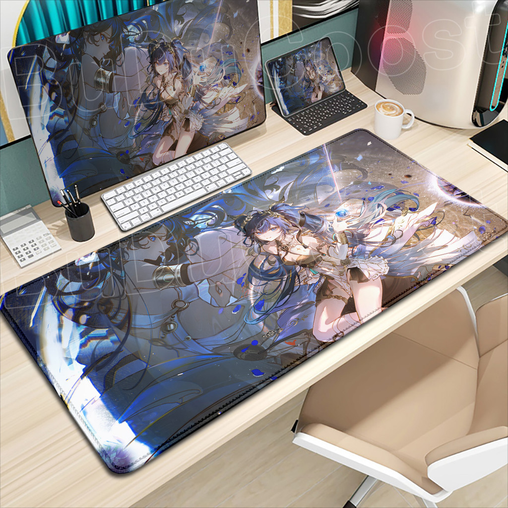 Almofada Para Jogos MousePad Iuno Wuthering Ondas Jogo Mouse Pad Antiderrapante Engrossado Lockedge Velocidade Teclado T