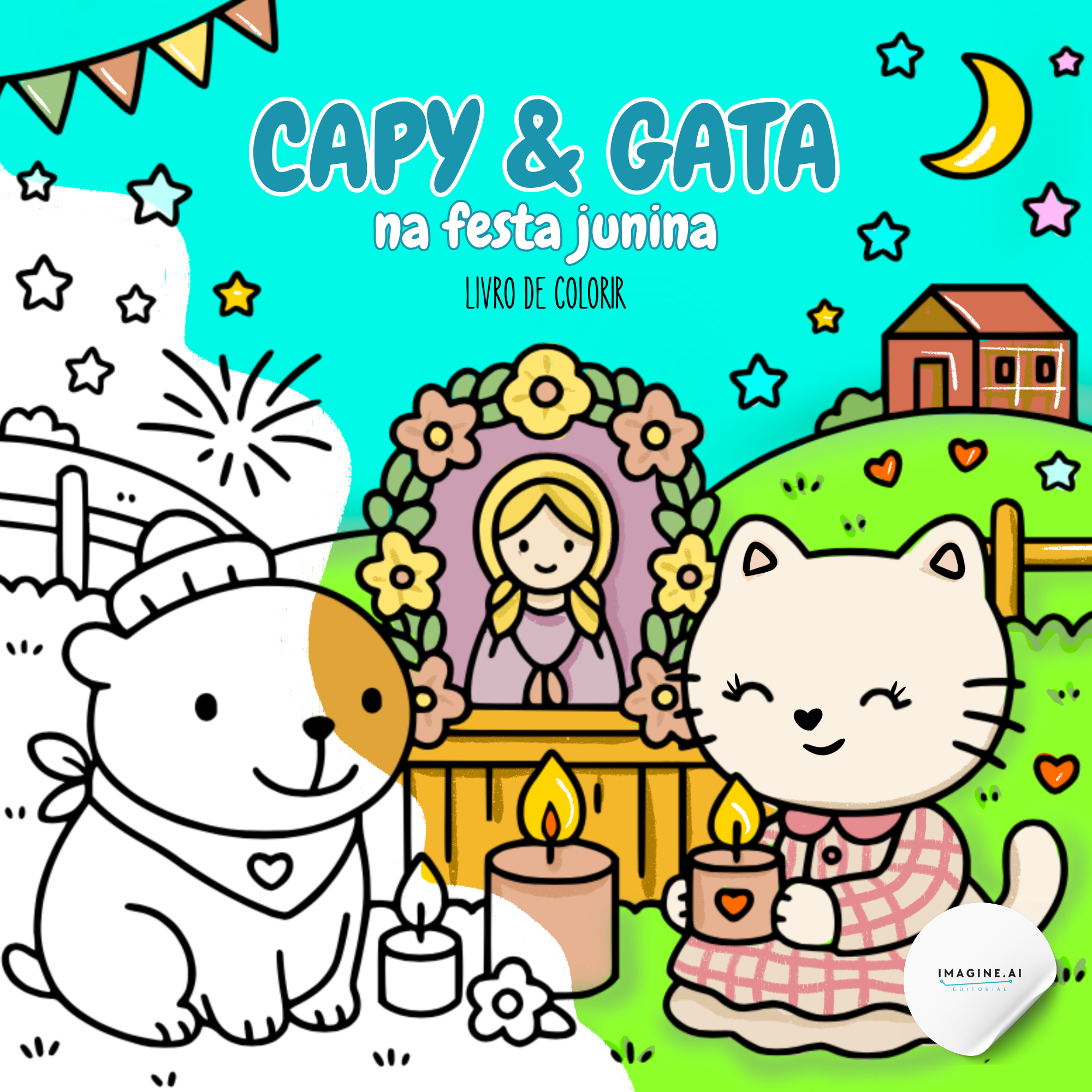 CAPY & GATA na festa junina - Livro de Colorir