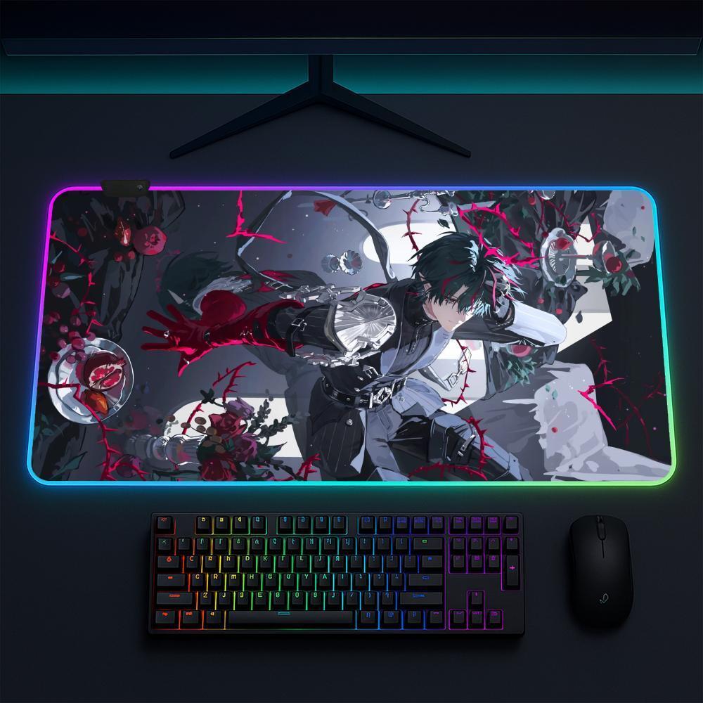 Arknights Endfield Duffy Mouse Pad Anime Gaming LED Almofadas De Mesa Retroiluminado Borracha Desktop XXL RGB Tapetes
