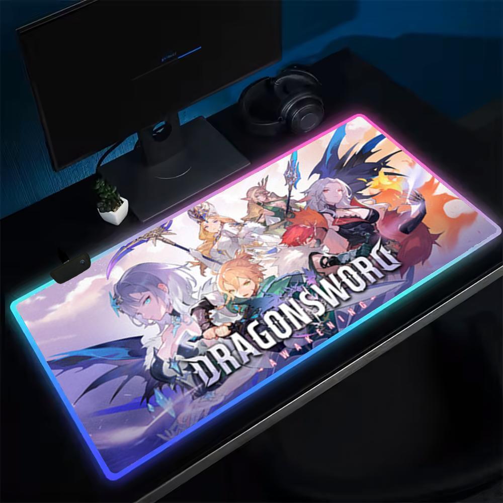 Dragonsword Despertar Mouse Pad Anime Gaming LED Almofadas De Mesa Retroiluminado Borracha Desktop XXL RGB Tapetes