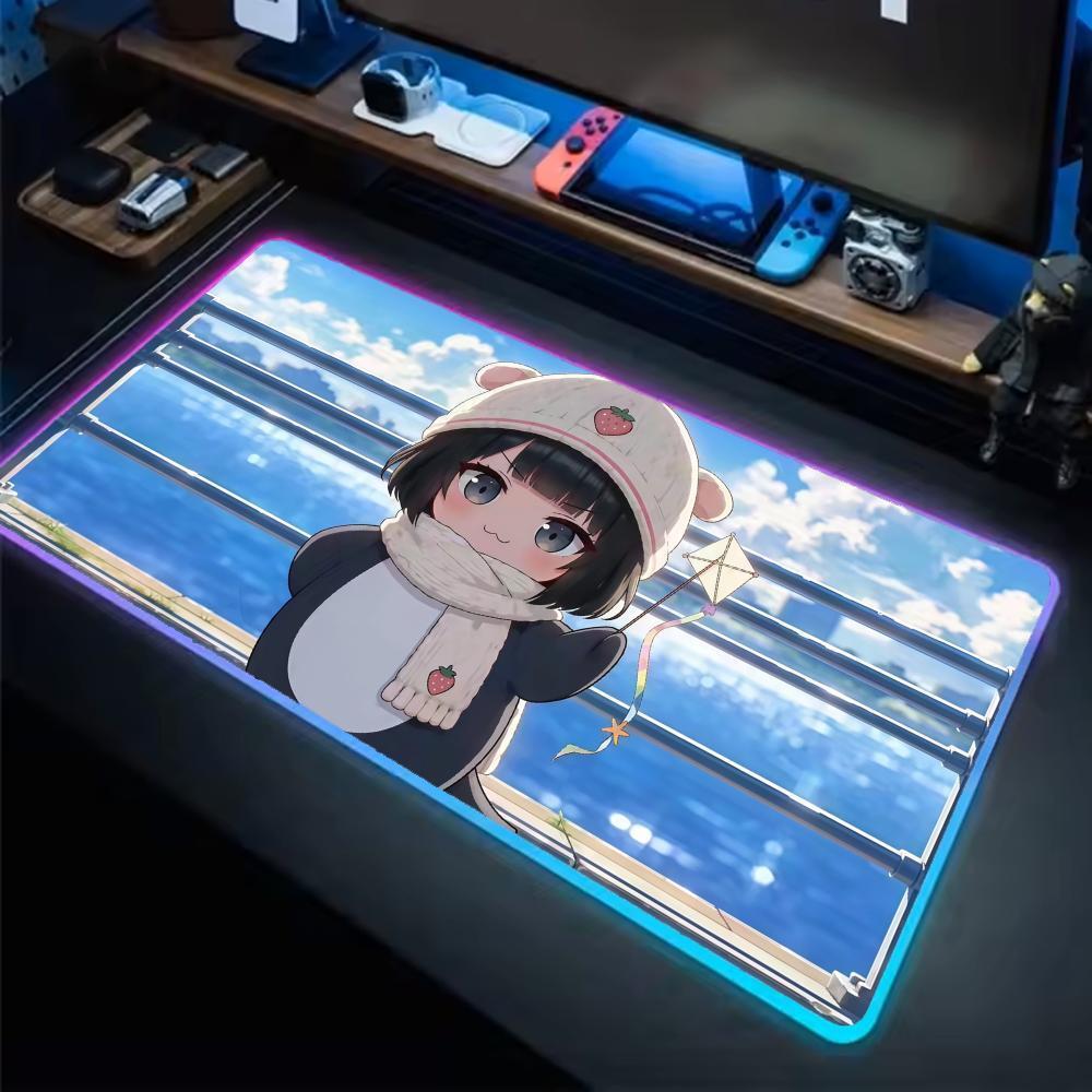 GUGUGAGA Mouse Pad Anime Gaming LED Almofadas De Mesa De Borracha Retroiluminada XXL RGB Tapetes