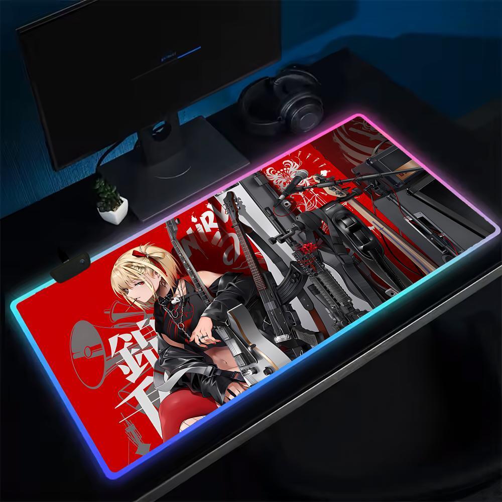 Lycoris Recoil Mouse Pad Anime Gaming LED Almofadas De Mesa Retroiluminado Borracha Desktop XXL RGB Tapetes