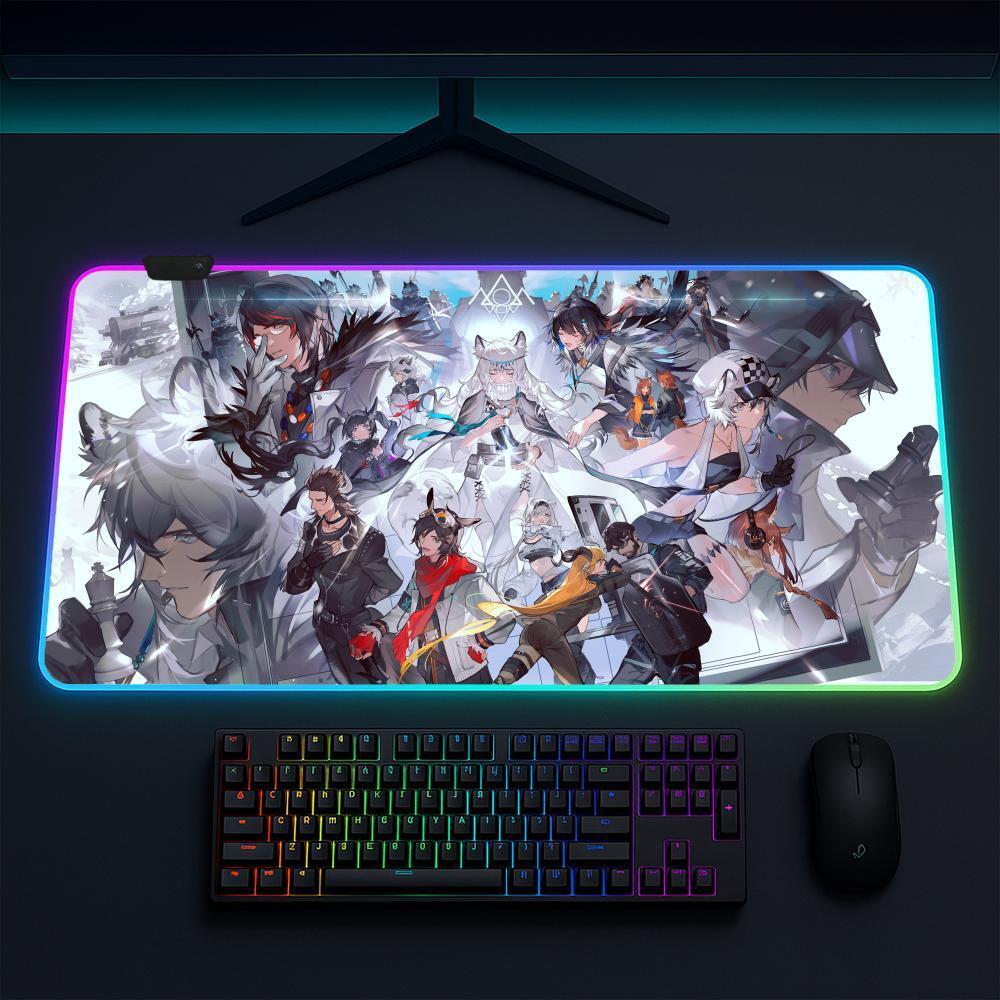 Arknights Mouse Pad Anime Gaming LED Almofadas De Mesa De Borracha Retroiluminada XXL RGB Tapetes