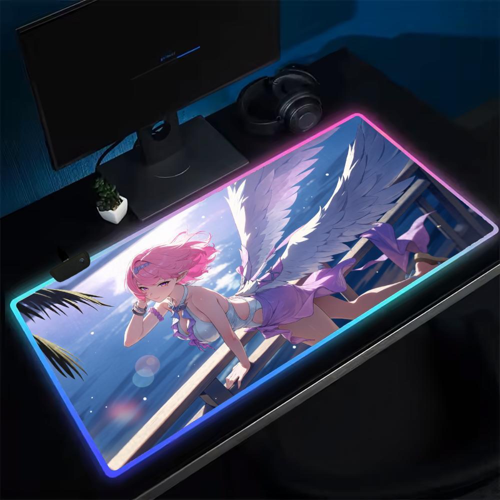 ZZZ REMIELLE DAN Mouse Pad Anime Gaming LED Almofadas De Mesa De Borracha Retroiluminada XXL RGB Tapetes