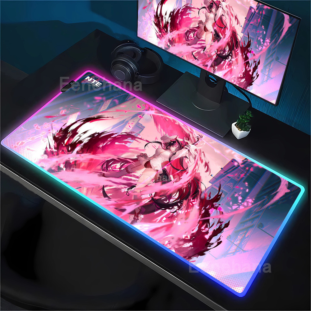 RGB Mouse Pad Impressão HD Shinku Neverness To Everness NTE Anime Girl Gaming Keyboard LED XXL Mousepad Office Backlight