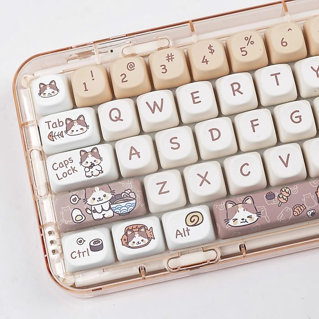 Gatinhos Comem Comida Japonesa MOA Profile Dye-Sub PBT Keycap Set 116 Teclas