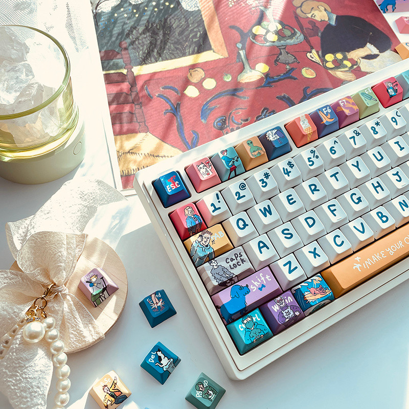 Pintura A Óleo Americana XDA Profile Dye-Sub PBT Keycap Set 130 Teclas