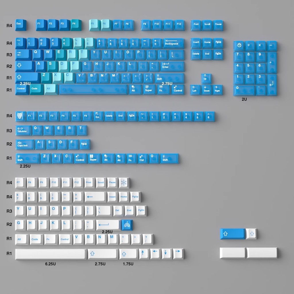 Weiyi Snow Mountain Shine-Through Double shot Cherry Profile PBT Keycap Set 142-Teclas