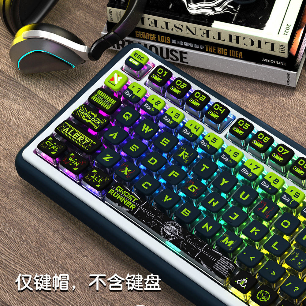 Ghost Walker Cherry Profile Shine-Through Impressão Lateral Tiro Duplo PBT + PC Keycap Set 125 Teclas