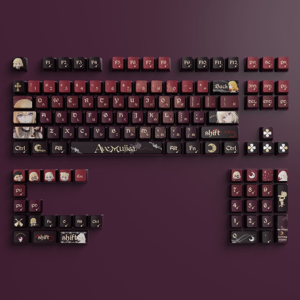 AveMujica OEM Profile Shine-Through Double shot PBT + PC Keycap Set 130 Teclas