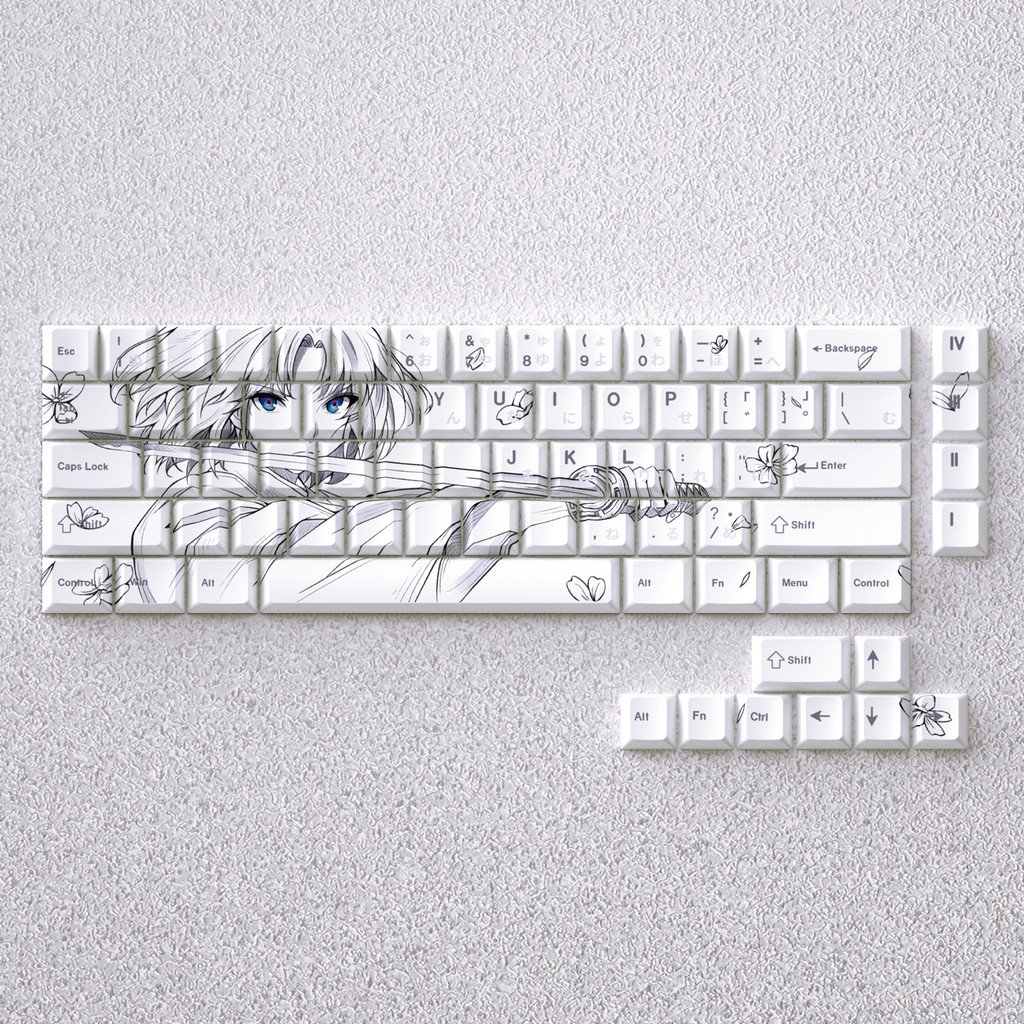 Animação anime Cherry Profile Shine-Through Side-print Double shot PBT Keycap Set 73 Teclas