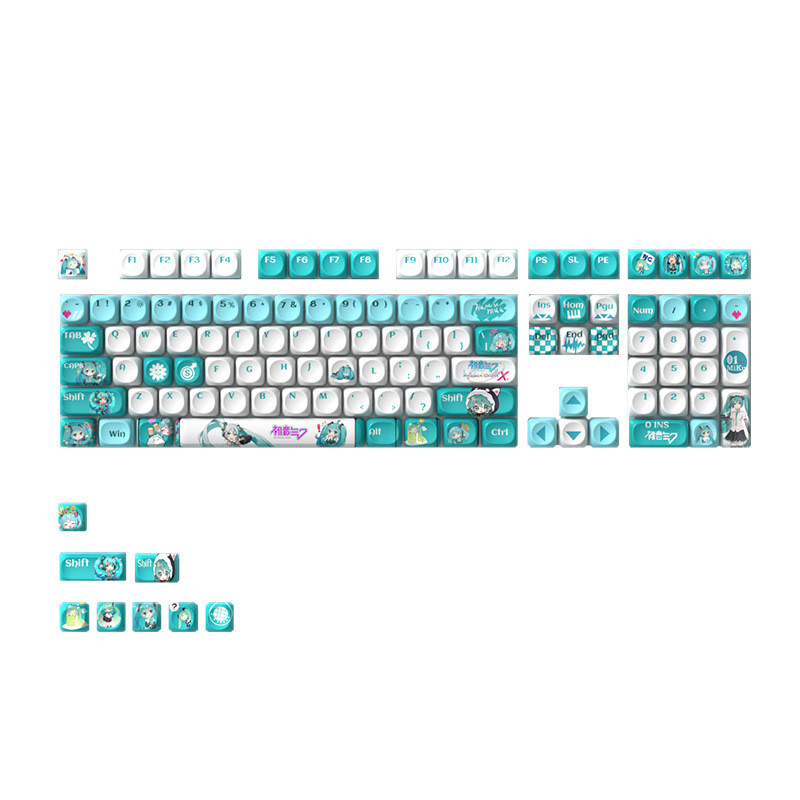 Hatsune Miku MOA Decoração Transferência de Calor PBT Keycap Set 143 Botões