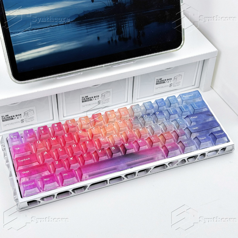 Starry galaxy halo Cherry Profile Shine-Through Side-print Double shot PBT + PC Keycap Set 130 Teclas