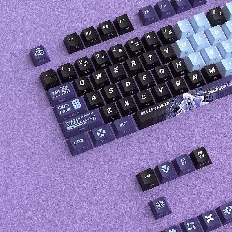 Guerreiro De Cabelo Prateado Cherry Profile Shine-Through Side-print Double shot PBT Keycap Set 125 Teclas