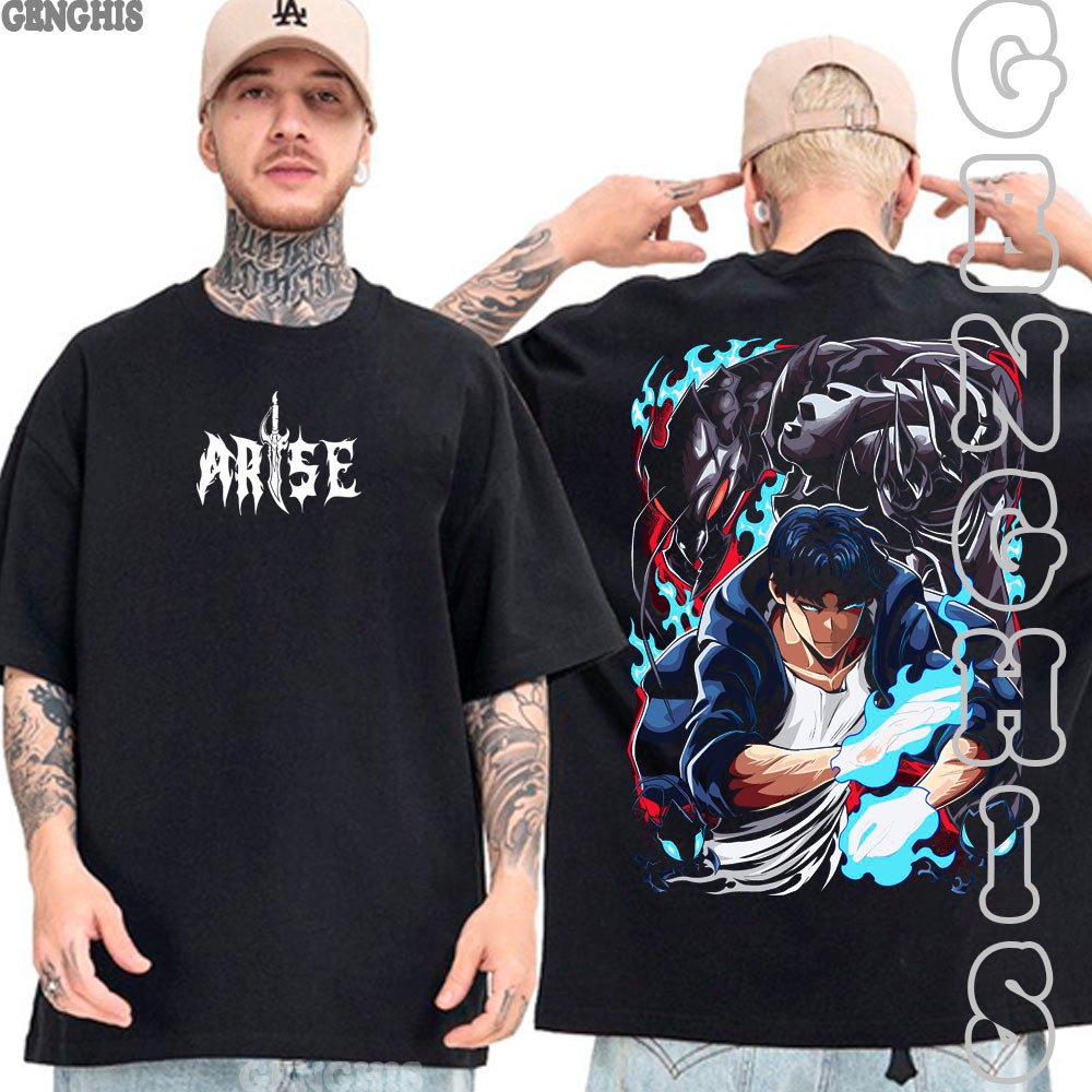Camiseta Sung Jin Woo Sombra Beru Rank S Solo Leveling Anime Manga Camisa Basica Oversized Plus Size Unissex Algodão