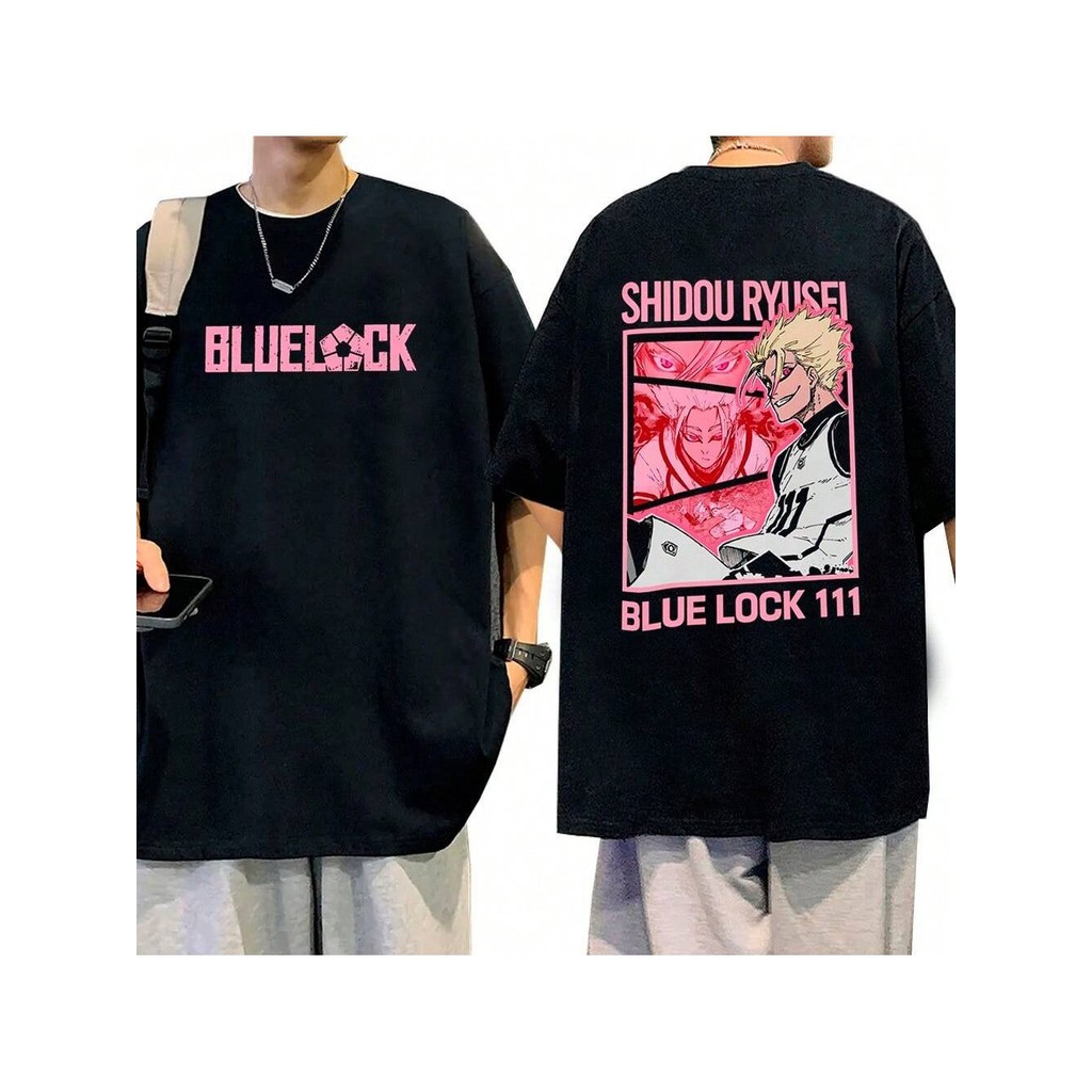 Camiseta Unissex Oversized Plus Size Feminina Masculina Anime Blue Lock Shidou Ryusei Otaku 100% Algodão Tamanhos Plus S