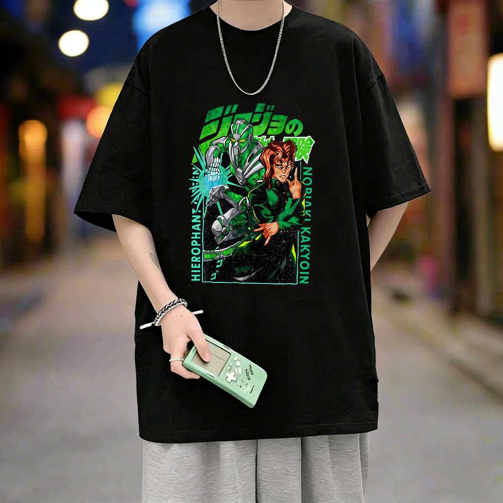 Camiseta Unissex Oversized Plus Size Feminina Masculina Camisa De Anime Jojo's Bizarre Adventure Noriaki Kakyoin