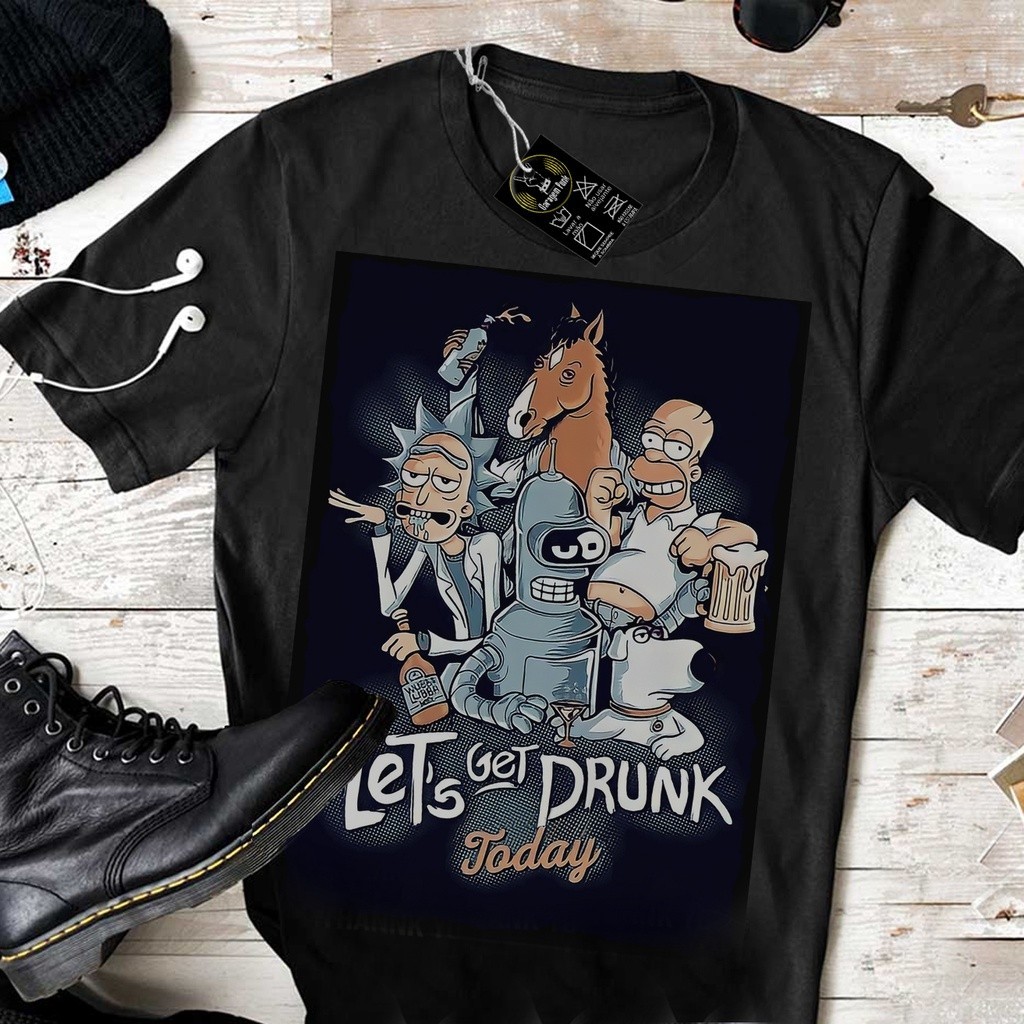 Camiseta Get Drunk camisa Let's Get Drunk geek anime Camisa Adulto ao Plus Size Fashion