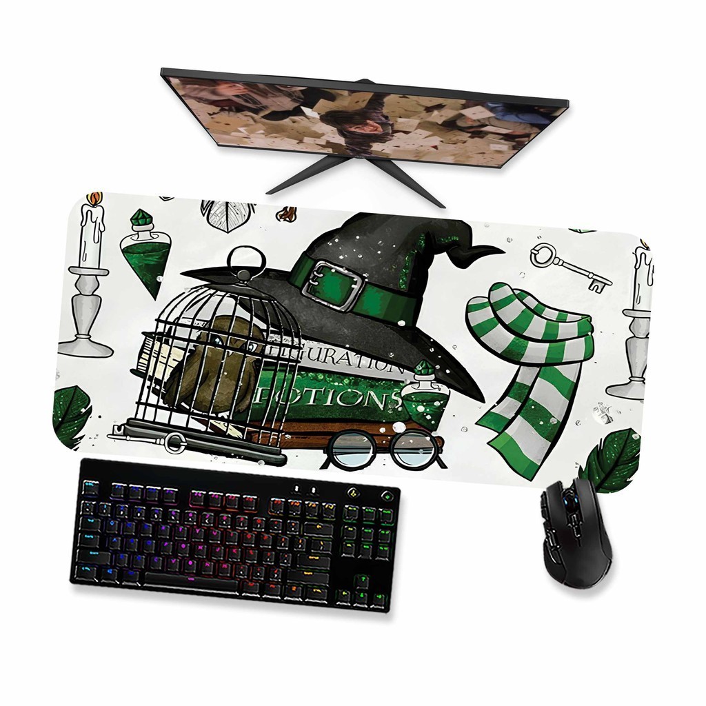 Mouse Pad Gamer Grande  Harry Potter Sonserina Slytherin 3  90x40 80x40 60x40 70x30 45x40