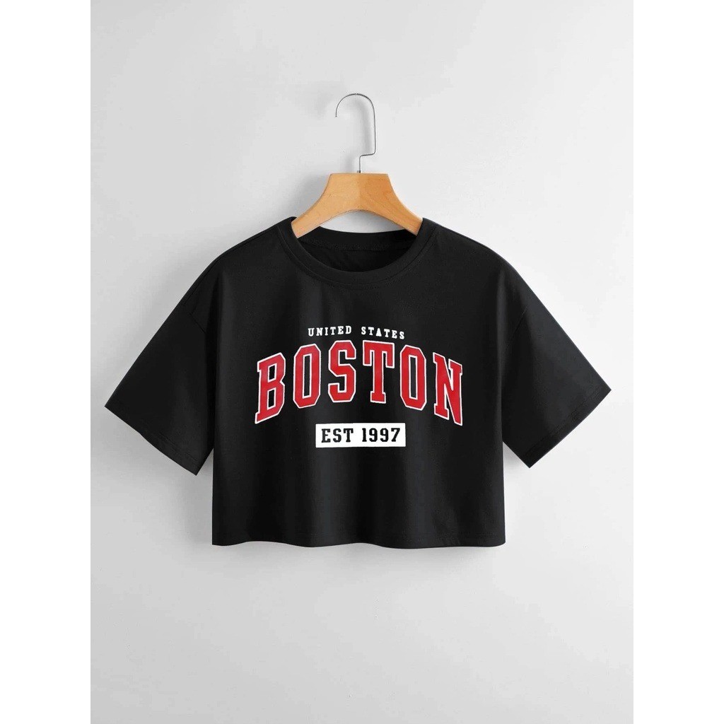 Cropped Feminina 100% Algodão Boston United states