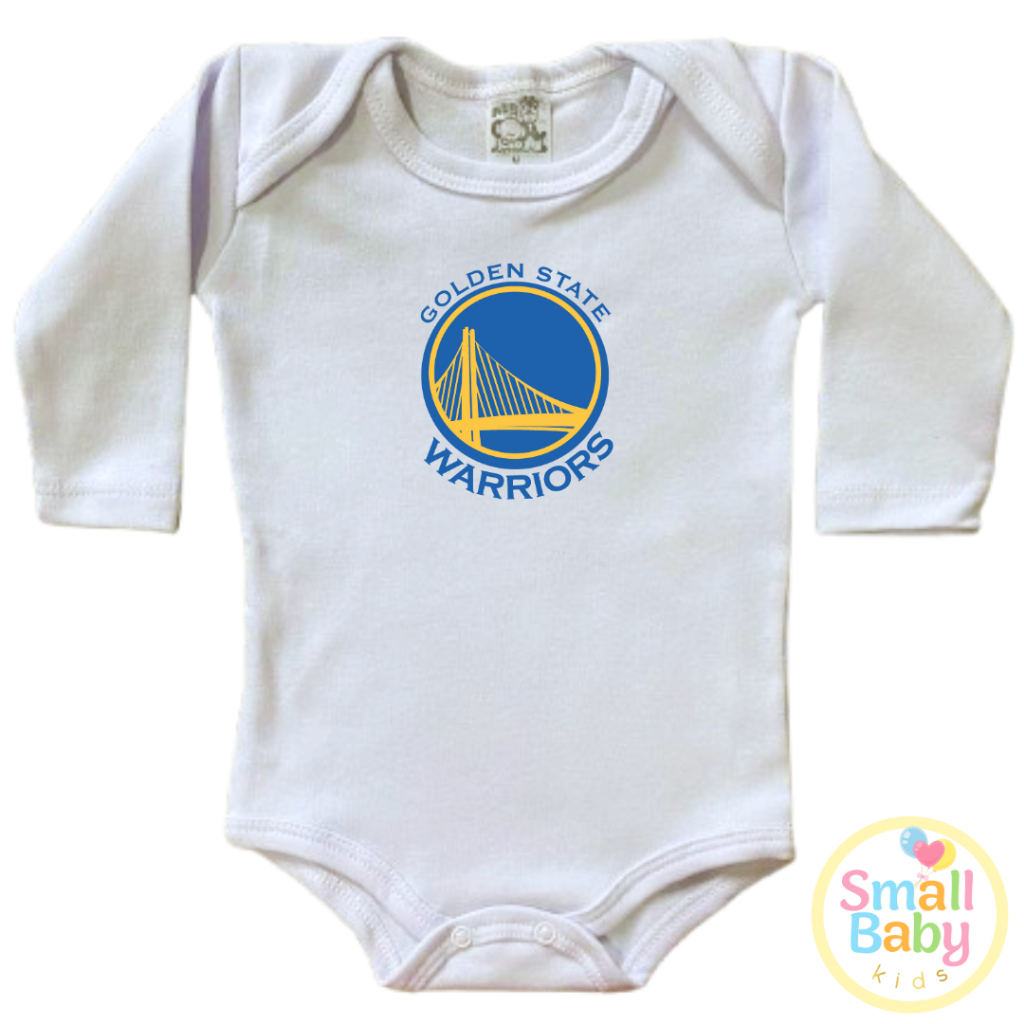 Body Bebe Infantil Times de Basquete USA Golden State Warriors Em Algodão Manga Longa