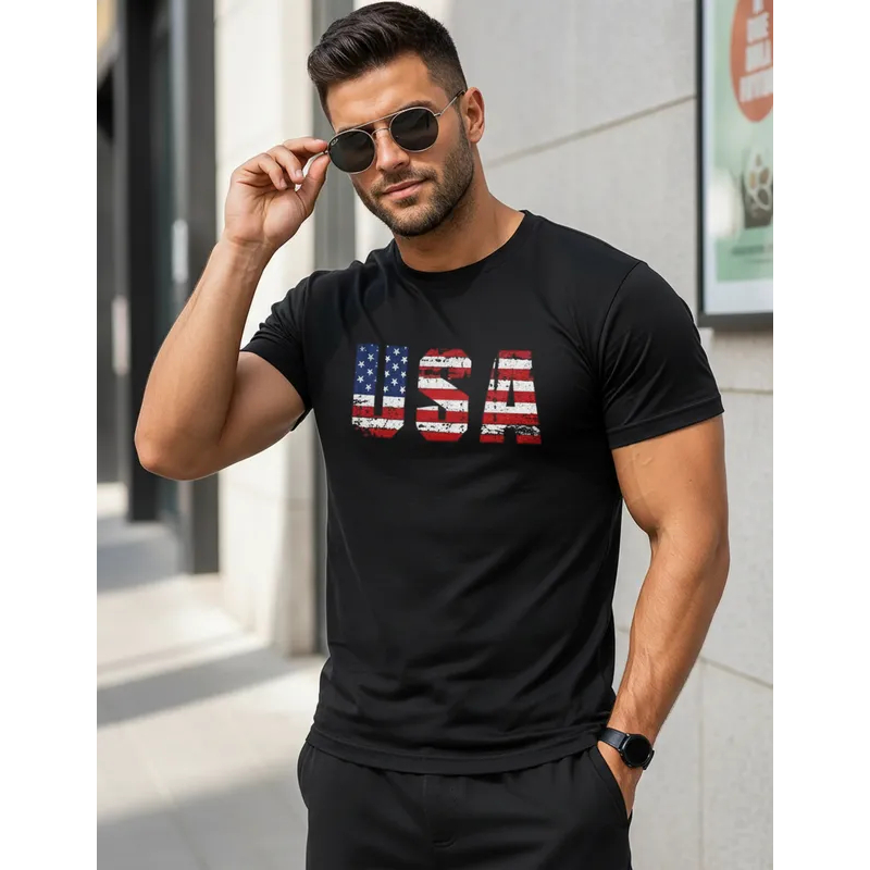 Camisa Camiseta Masculina Estados Unidos United States USA Bandeira EUA Algodao Atacado
