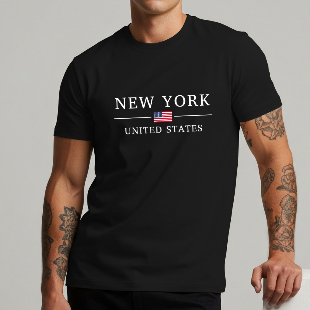 Camisa Masculina New York United States Estilosa Streetwear Casual Estampa Pais