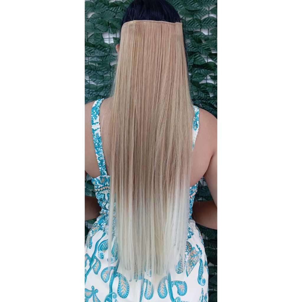 Aplique Cabelo Bio Humano Tic Tac Loiro Liso Perola 70cm 150grs Premium